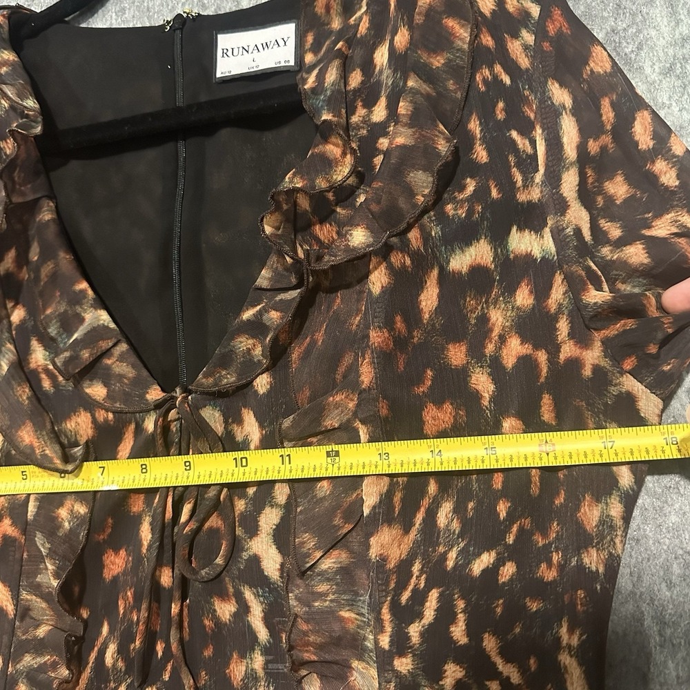 Runaway Brown Leopard-Print Ruffle Mini Dress - Picture 8 of 12